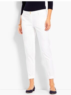 Talbots White Girlfriend Chino Petites 12P Relaxed Straight Leg Pant Office